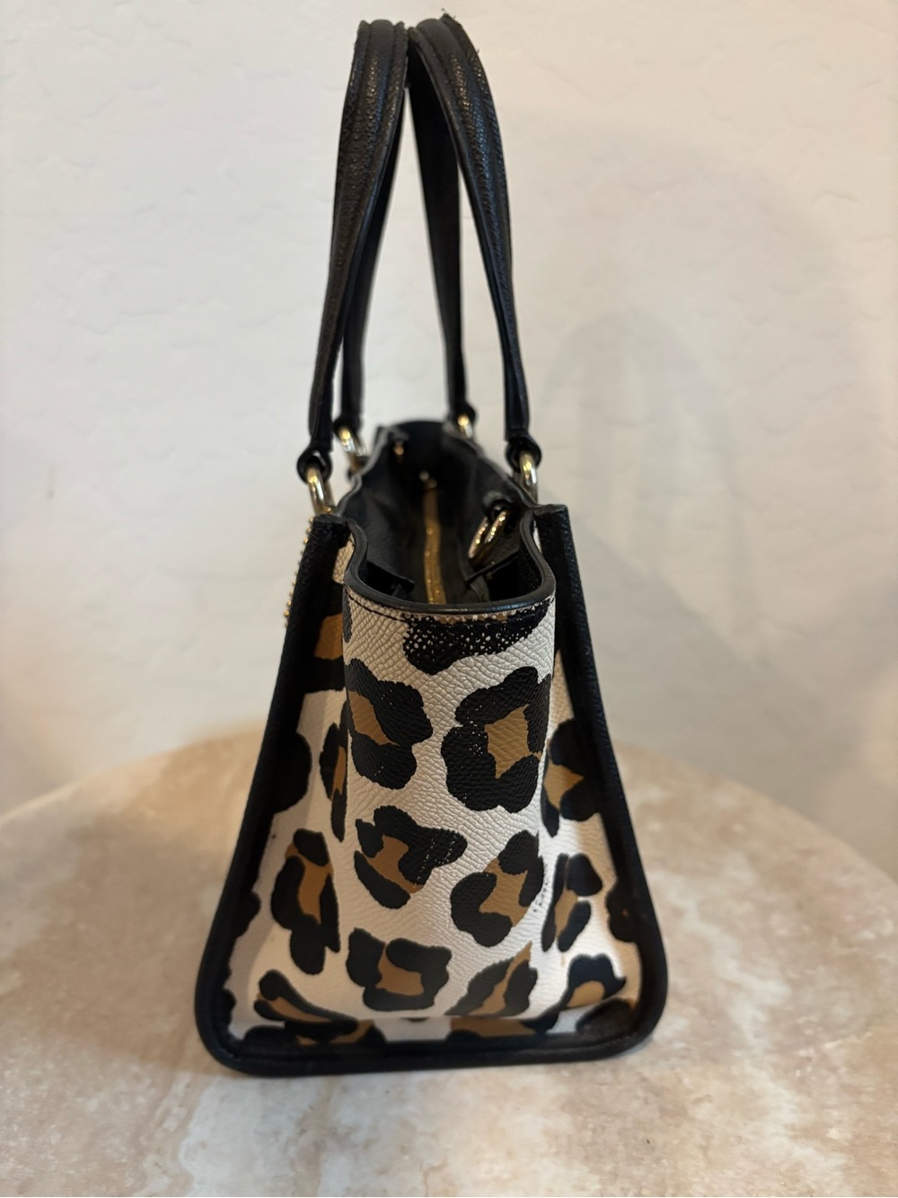 Coach Mini Crosby Carryall Leopard Print Tote Bag in Black & Brown - Picture 6 of 15